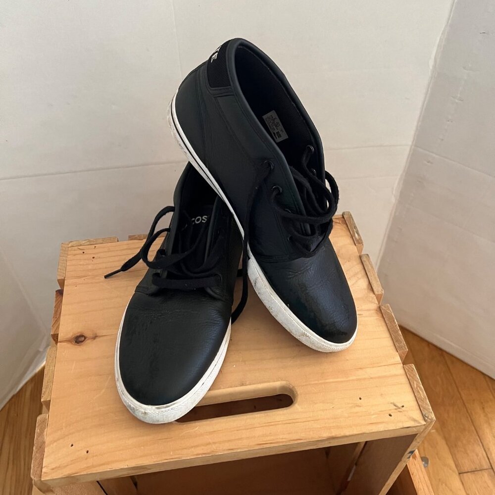 Lacoste Mens Size 7 Black Leather Ampthill LCR3 SPM Mid Lace-Up Sneakers Shoes - Picture 16 of 16